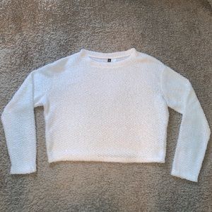 H&M Sparkly White Crop Top Sweater